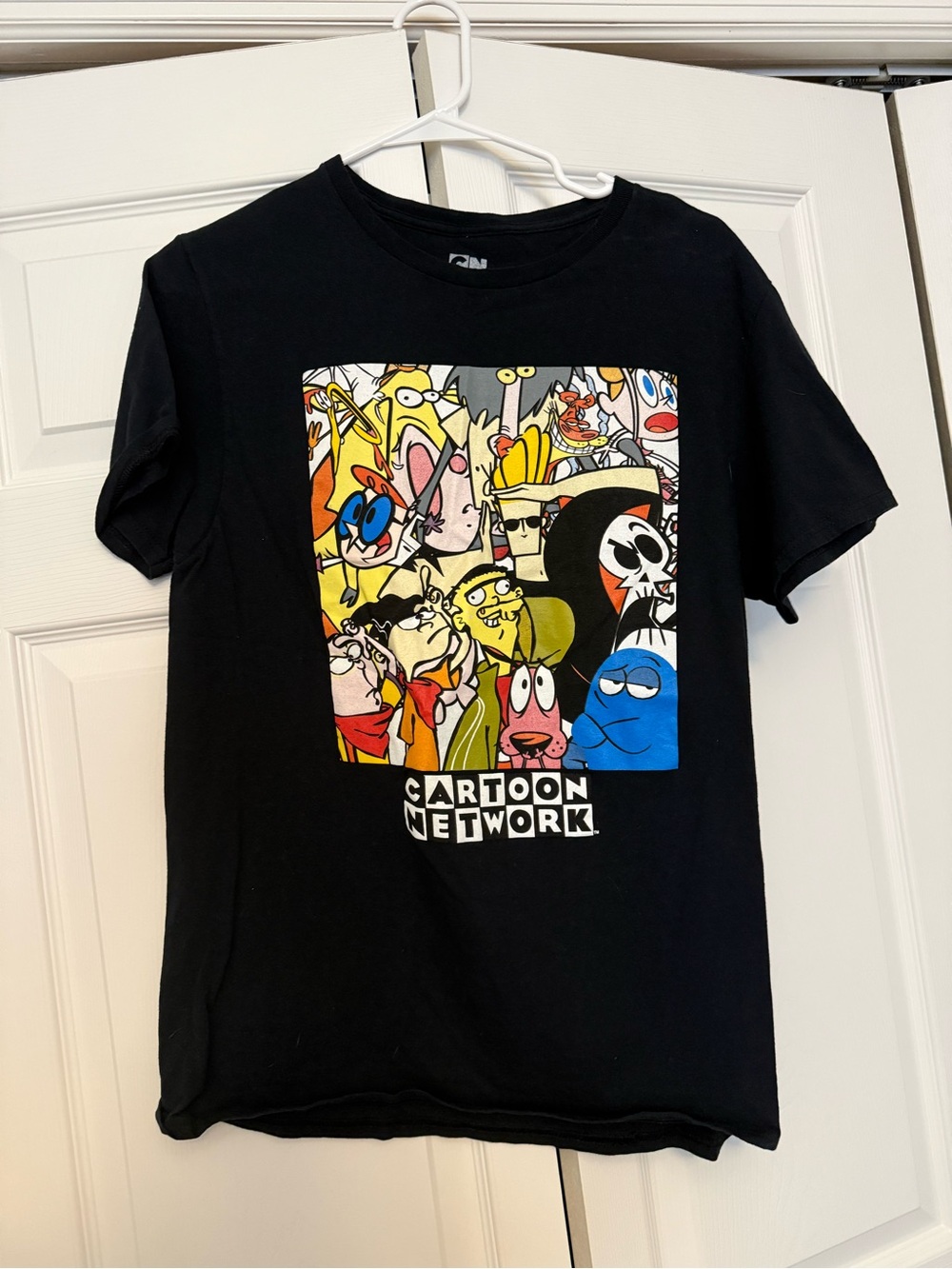 Cartoon Network Black Tee with Multi-Color Character Panel